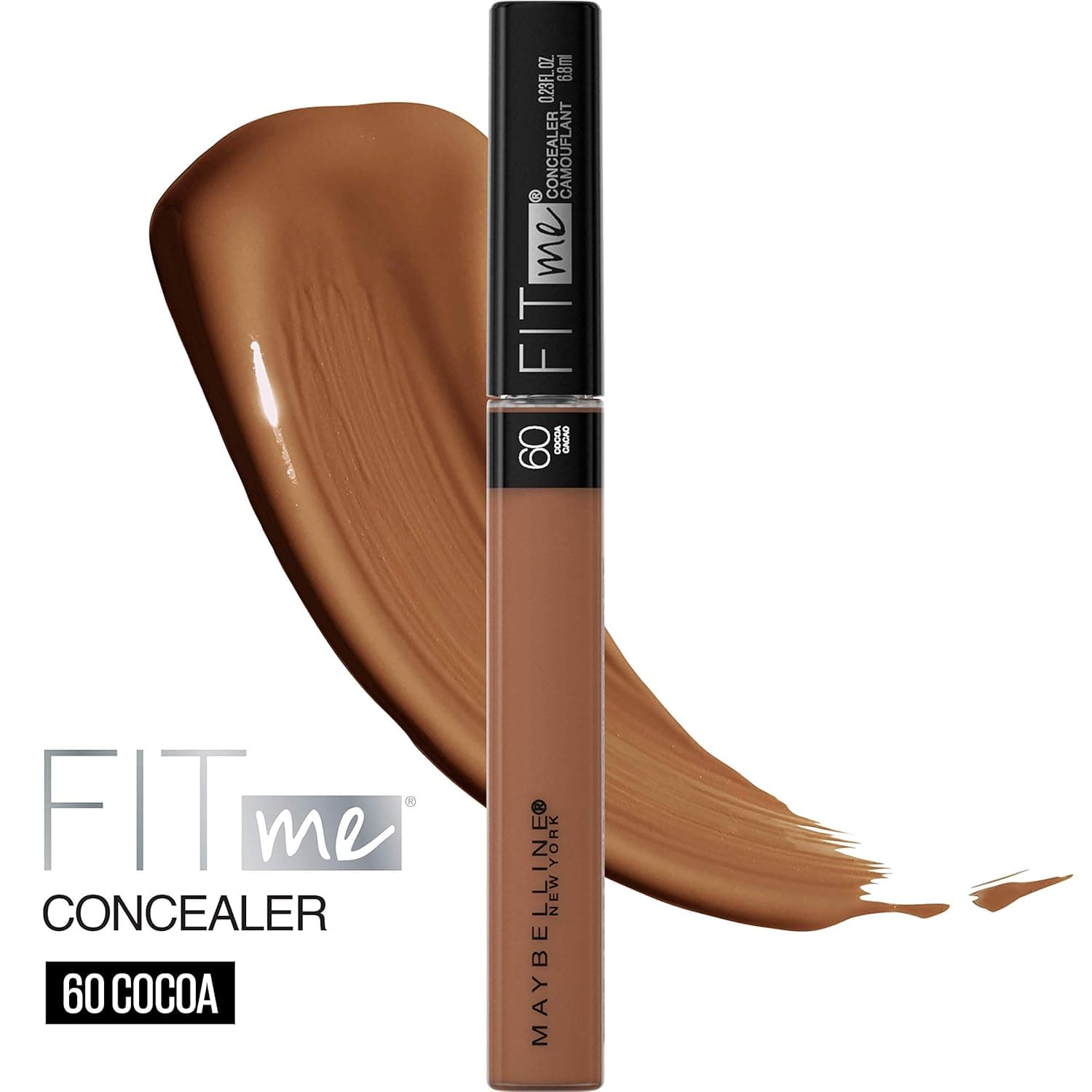 Maybelline New York Fit Me Liquid Concealer Makeup, Natural Coverage, Lightweight, Conceals, Covers Oil-Free, Cocoa, 1 Count