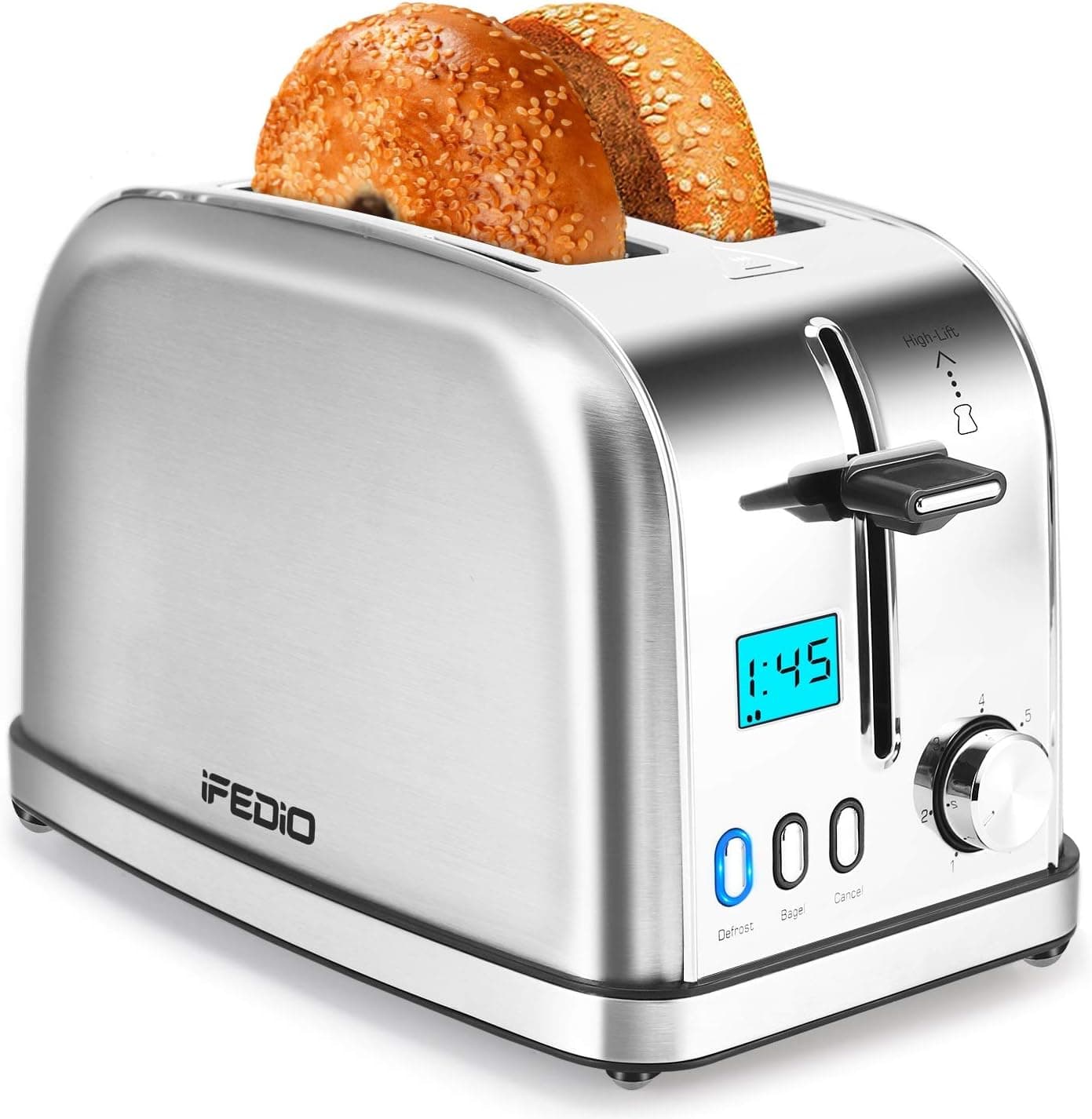 Toaster 2 Slice Toasters Best Rated Prime Stainless Steel Toaster with Quick Check/Bagel/Defrost/Reheat/Cancel Button and 7 Browning Setting,Extra Wide Slots, Removable Crumb Tray (Silver-LCD)