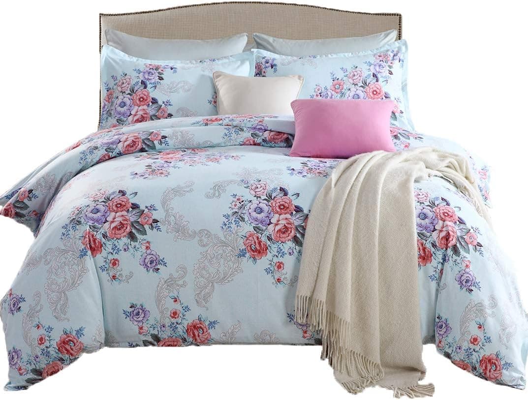 GOOFUN-HN1K 3PCS Duvet Cover Bedding Set, Green Fiber Health and Comfort, Keep Warm, Breathable and Non-Fading,Extremely Durable-1 Duvet Cover+2 Pillow Shams, King Size