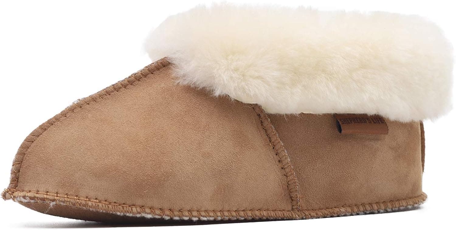 Sheepskin Comfort Slippers for Women Womens Genuine Shearling Slip On Soft Sole Moccasin