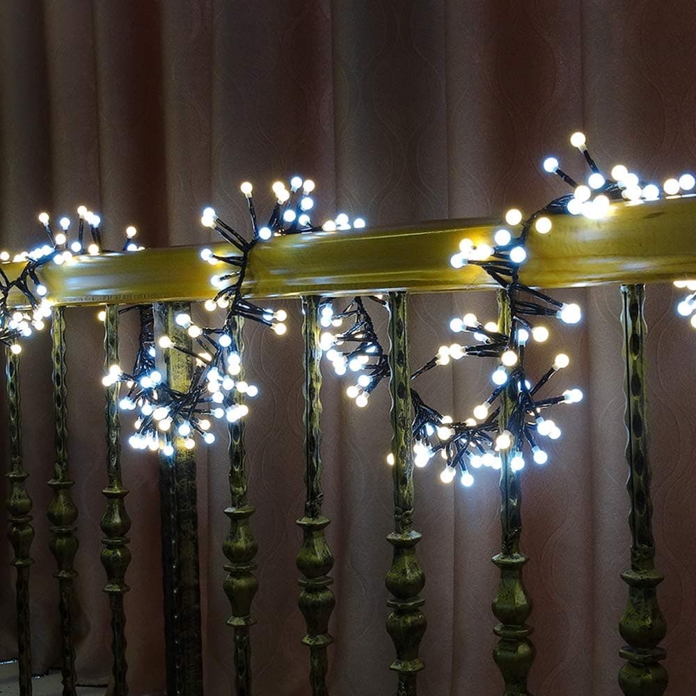 WED 400 LED Twinkle Lights,Christmas Cluster Lights 23 Foot with Warm White and White Lights with 8 Twinkle Function for Christmas Decor Trees Parties Bedroom