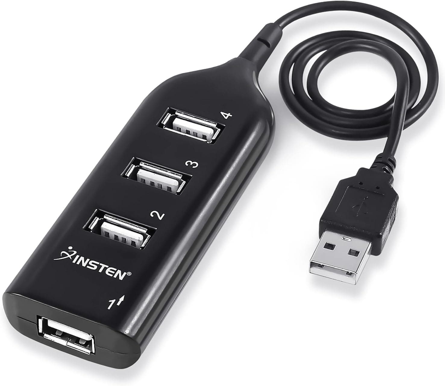 2.0 Hi-Speed 4-Port USB Splitter Hub for PC Notebook, Black