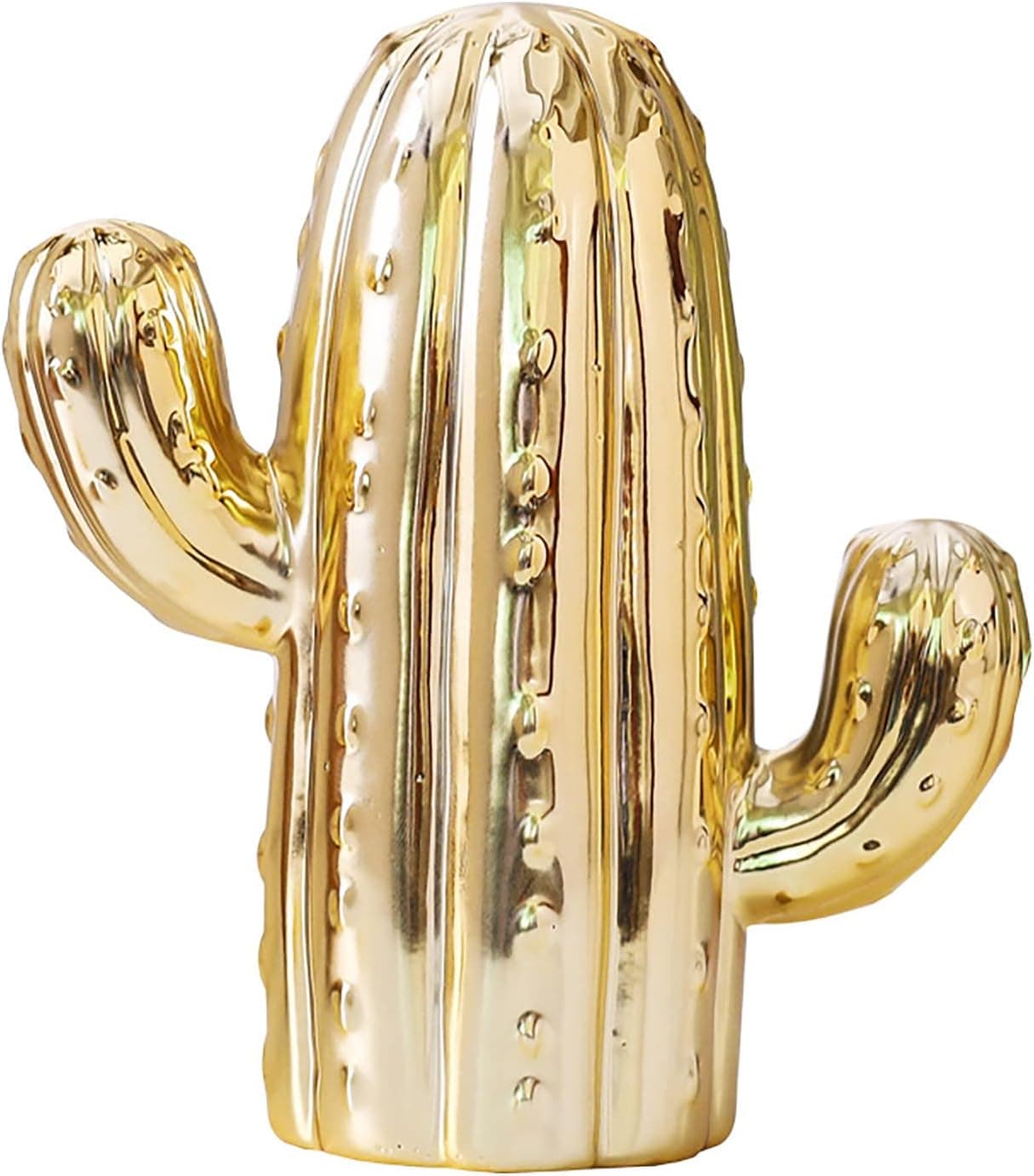 Wharick Coin Bank Piggy Bank Cute Money Bank Cute Cactus Shaped Saving Money Pot Coin Holder Cactus Shape Ceramic Modern Decorative Storing Piggy Bank for Gift Golden