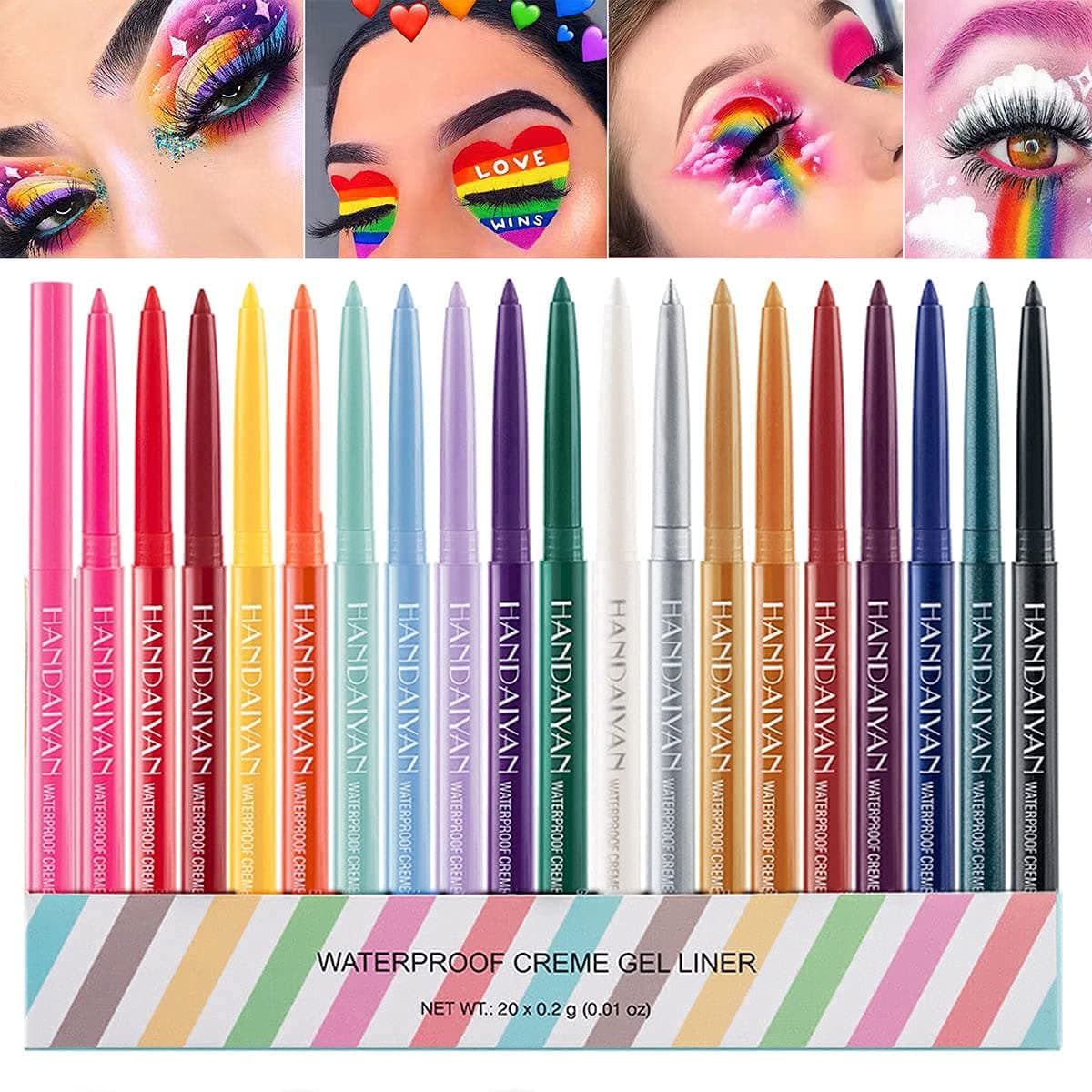SINUOER Waterproof Eye Liner Pencil Set 20 Colors Natural Matte Long Lasting Eyeliners Eye Makeup Pencils,Easy Apply Colored Eyeliner Retractable Eye Makeup Liners and Shadow Pencil for Women