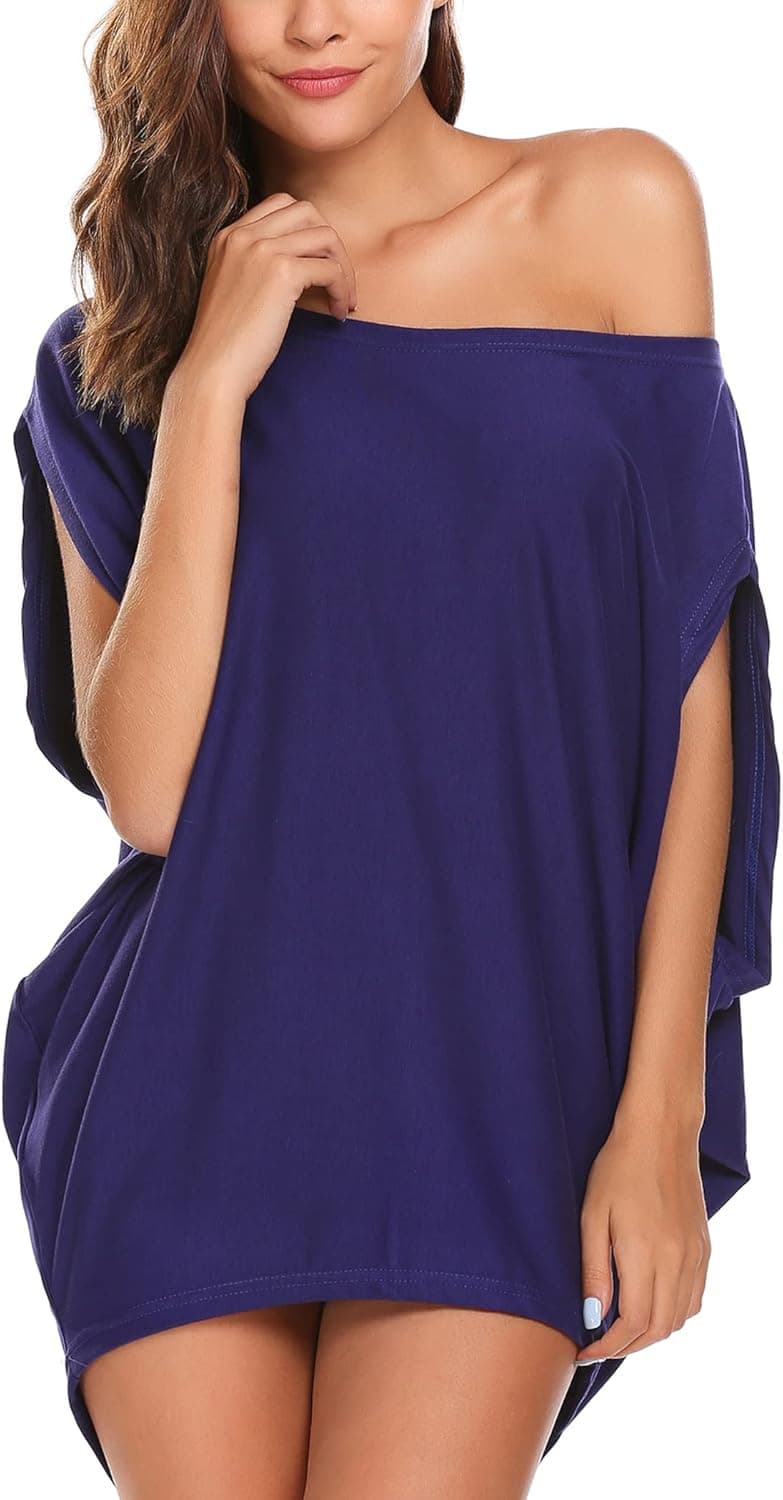 UNibelle Women's Off Shoulder Blouse Loose Batwing Sleeve Tops