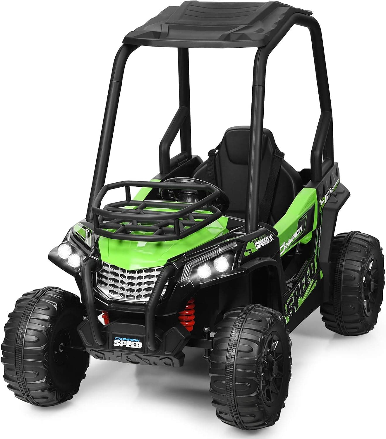 Costzon Ride on Car, 12V Battery Powered UTV w/Remote Control, LED Lights, Music, Storage, MP3 & USB Port, Spring Suspension, Rear Wheel Motorized Vehicle for Boy Girl, Electric Car for Kids (Green)