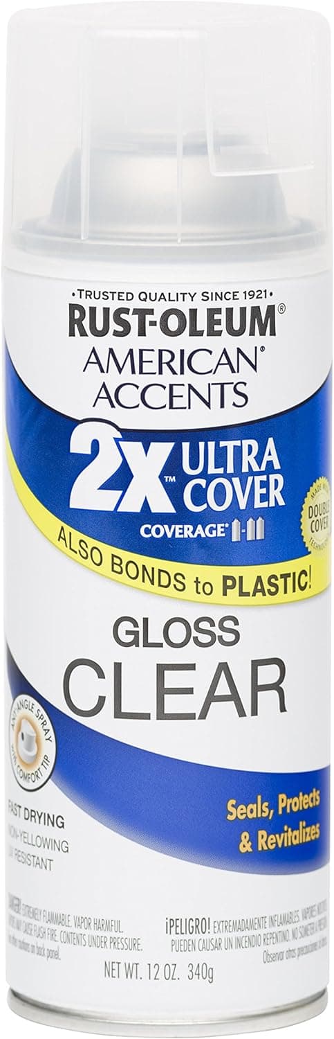 Rust Oleum 280702 American Accents Ultra Cover 2X Spray Paint, Gloss Clear, 12-Ounce