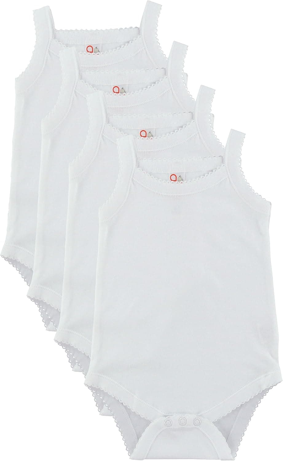 Baby Jay Camisole Onesies 4 Pack – Girls White Bodysuit, Spaghetti Strap Sleeveless Tank