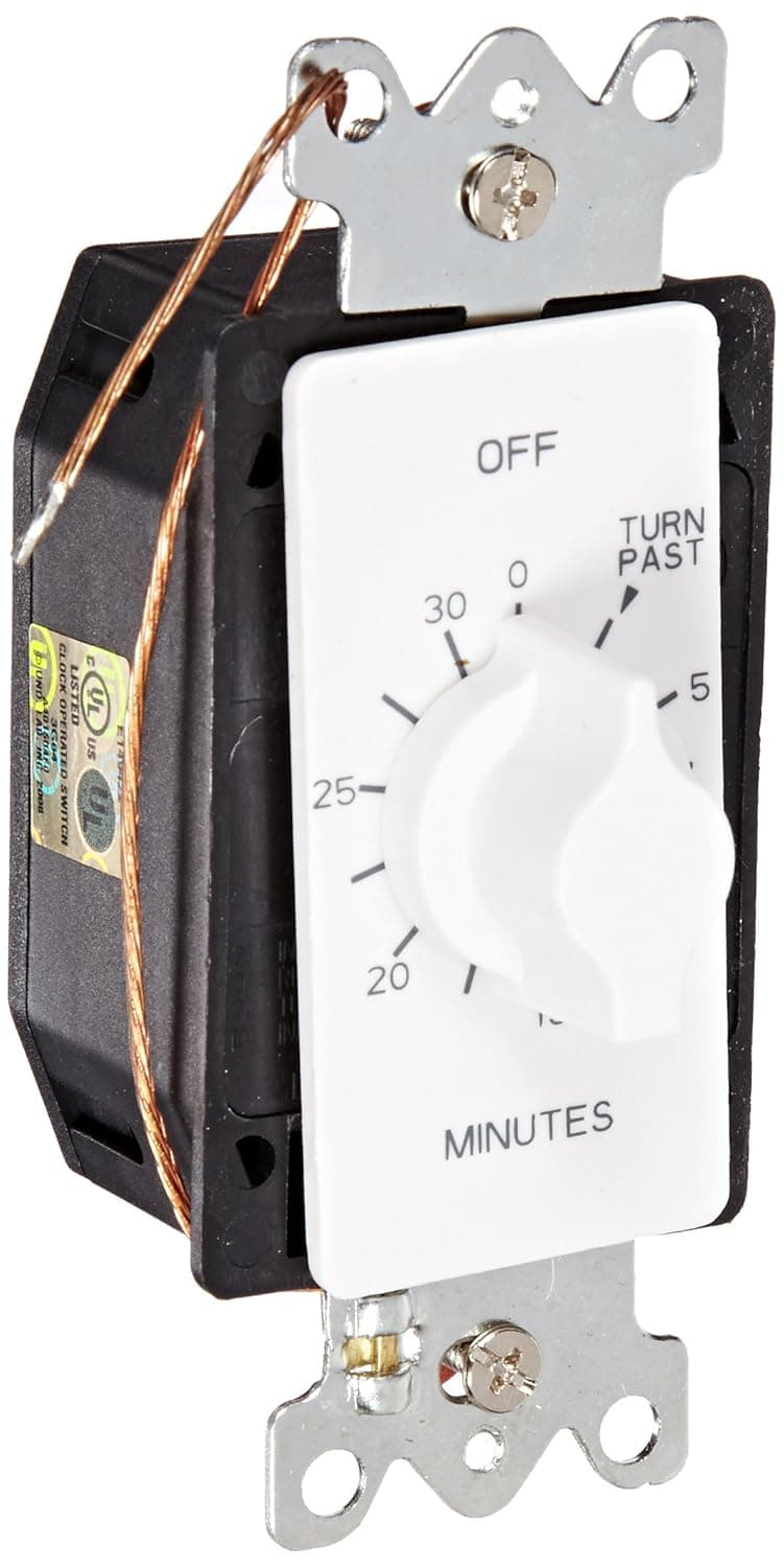 TORK A530MW Spring-Wound in-Wall Twist Timer with 30-Minute Length and White Faceplate, for Automatic Shutoff of Fans or Lights