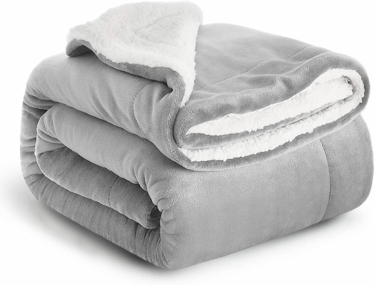 IR Imperial Rooms Sherpa Blanket for Bed Twin Size - Soft and Fuzzy Throw Blanket for Couch and Sofa - Reversible Microfiber Thick and Warm Fluffy Sherpa Fleece Throw Blankets (Silver, 60 x 80 Inches)
