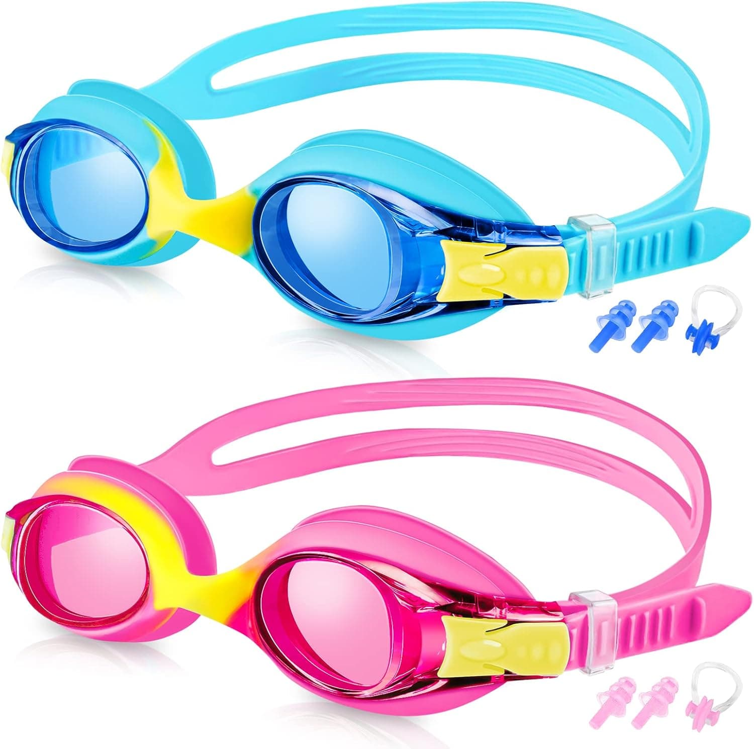 XDX Kids Swim Goggles, 4/2 Pack Kids Goggles With UV Protection, Anti Fog Swimming Goggles for Boys Girls Teens 4-14