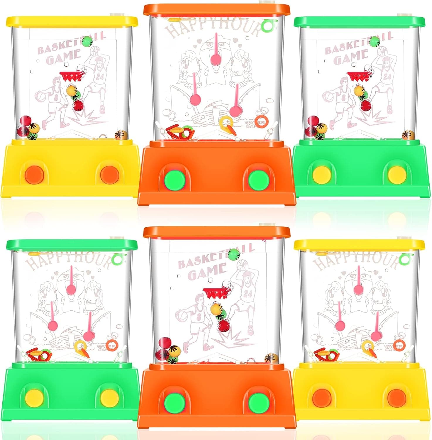 32 Pcs Handheld Water Game Water Ring Game Arcade 90s Toys Basketball Fish Rings Fun Game Mini Retro Pastime for Little Teens Adults Beach Toy Party Favor Entertainment Travel, Without Water, 2 Styles