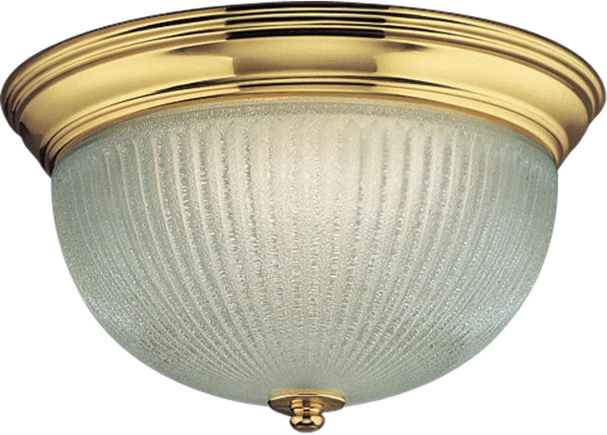 Progress Lighting P7364-10STRWB Ribbed Ice Glass Bowl with 120-Volt High Power Factor Ballasts, Polished Brass