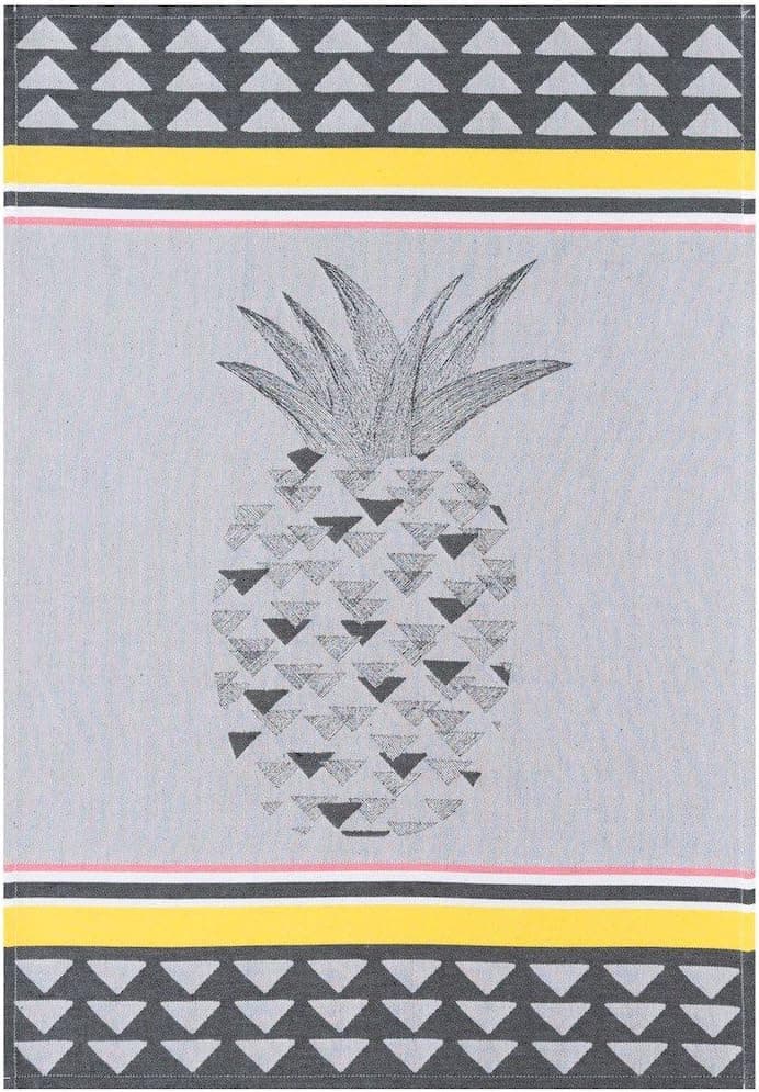 Le Jacquard Ananas Pineapple Grey Kitchen Towel 28x20
