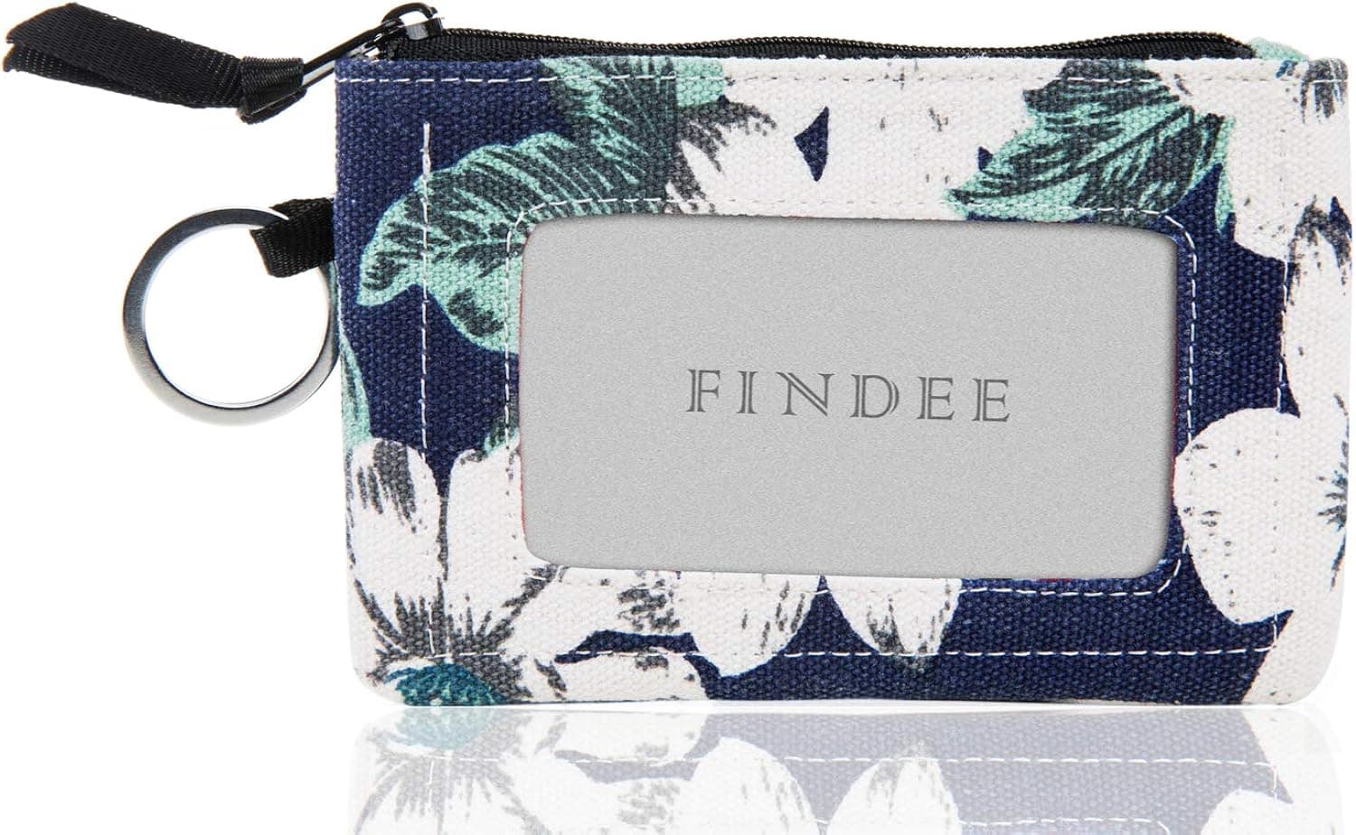 Iconic Zip ID Case Wallet/Coin Purse with Id Window - Signature Cotton (Blue flower Pattern)