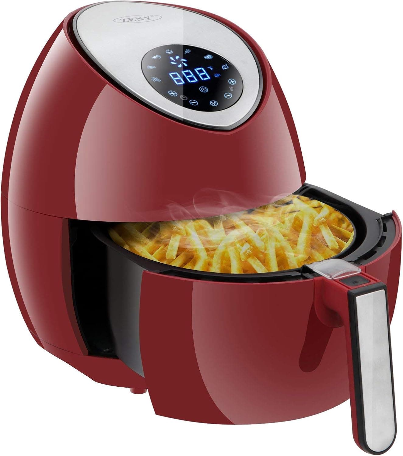 ZENY 3.7 Quarts 7-in-1 Electric Air Fryer Touch Screen Control Programmable, 7 Cooking Presets for Healthy Oil Free Cooking, w/Recipe Book and Dishwasher Safe Parts (Burgundy Red)