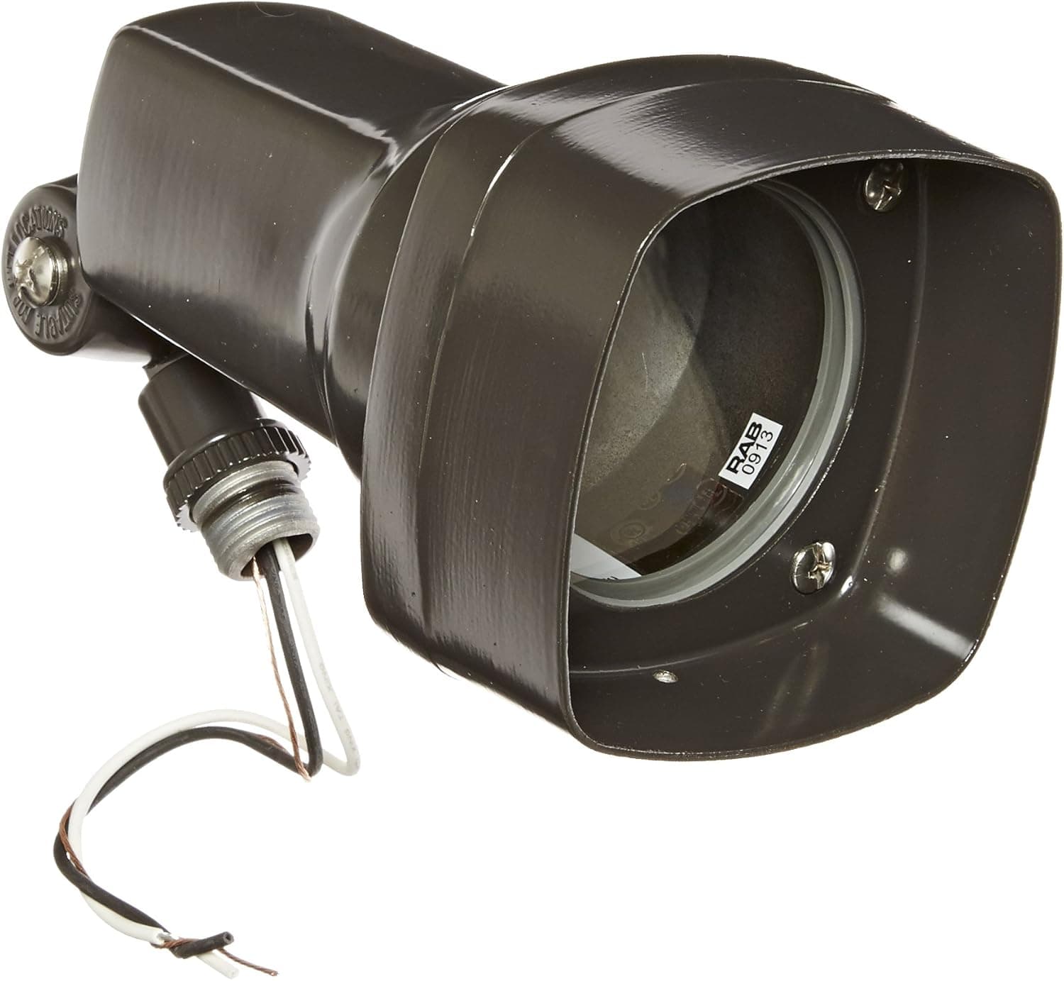 RAB Lighting LF20A Rugged Die Cast Floodlight, PAR20 Type, Aluminum, 75W Power, 550 Lumens, Bronze Color