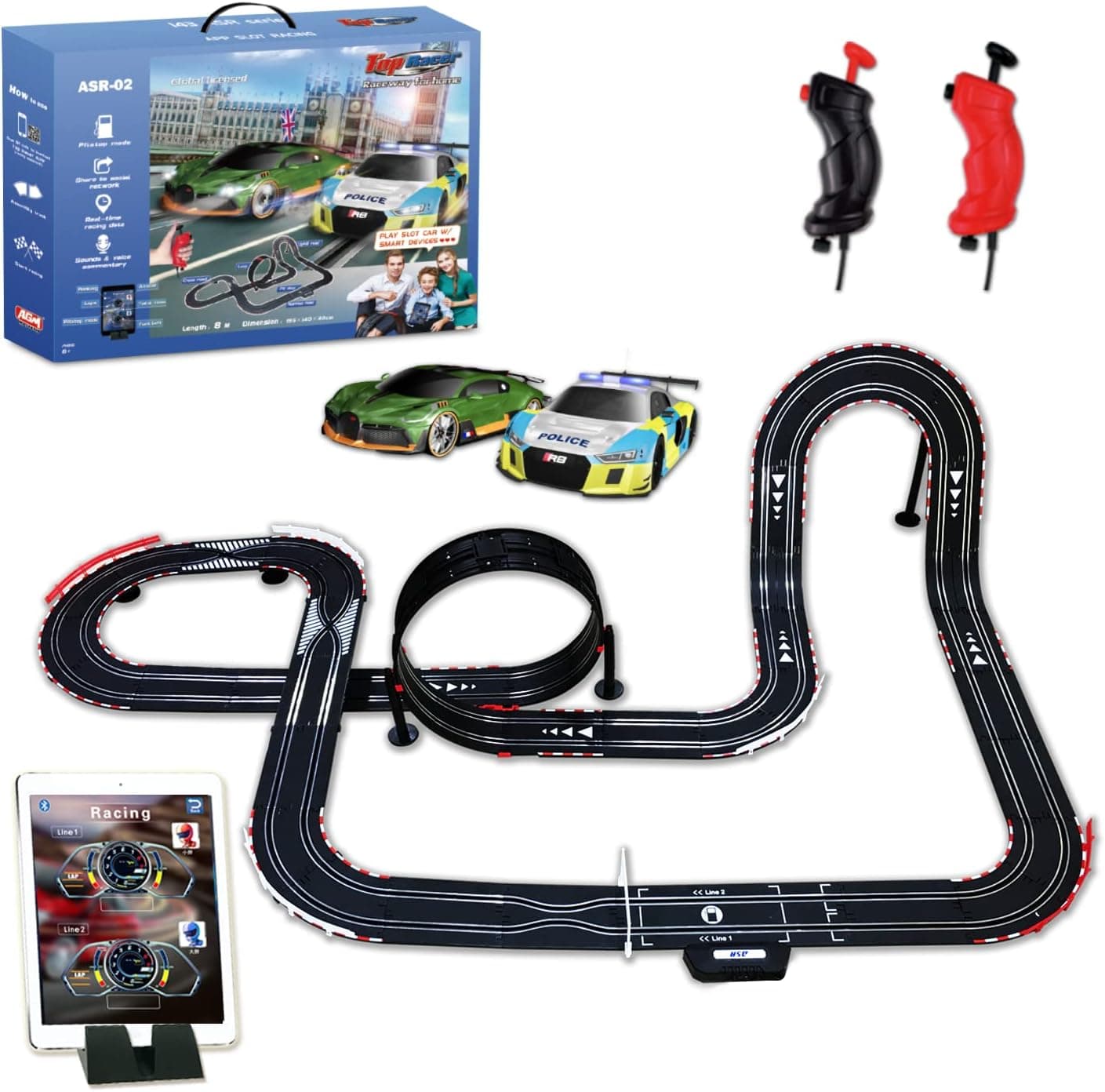 AGM MASTECH Slot car Set with Racing Assistant APP No.ASR-02 1:43 Scale