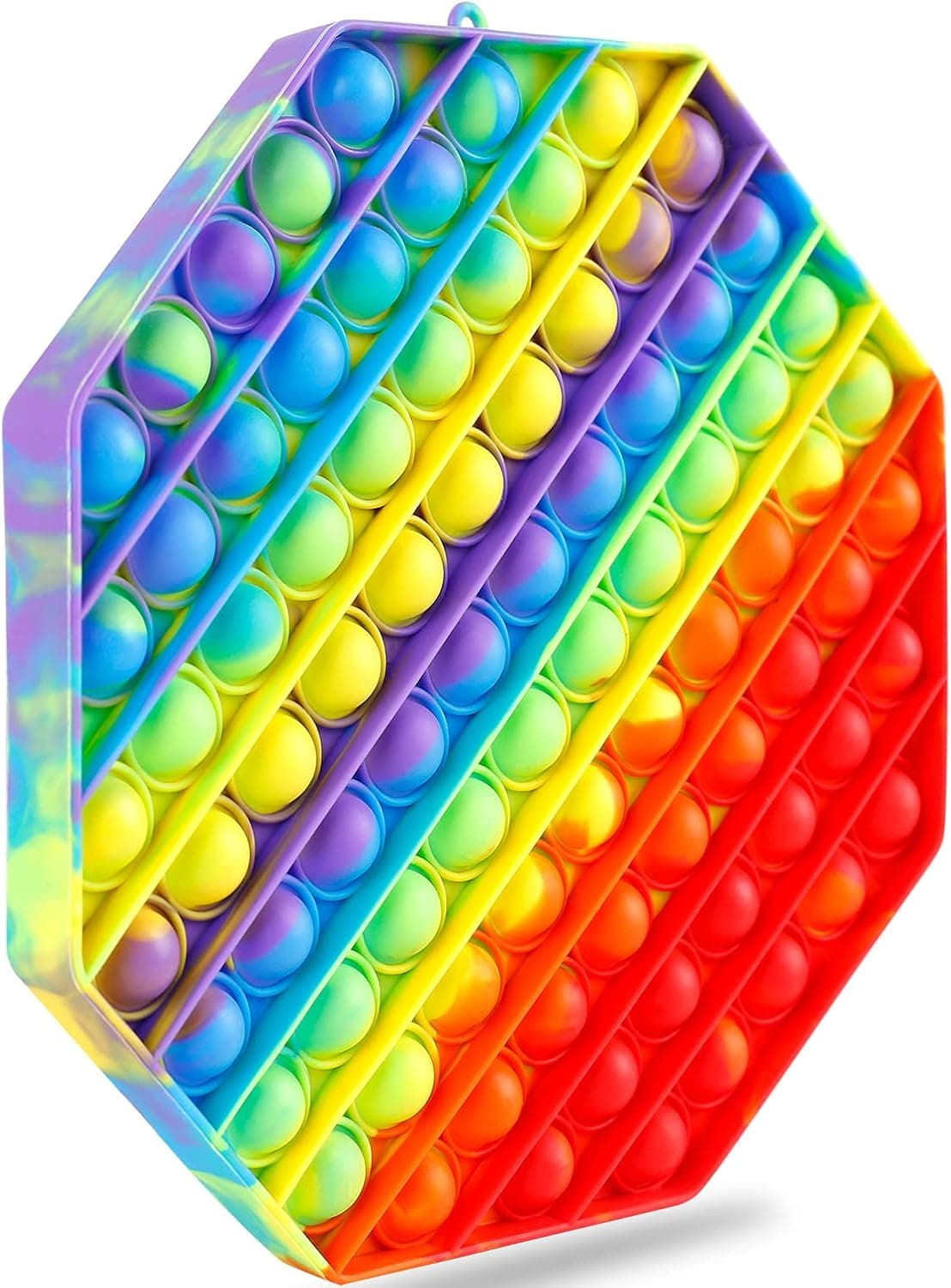 Jumbo Toy for Kids Teens Adult, Giant Huge Large Mega Big Bubble 20cm 8 Inch Gigantic Oversized Press Pop Popper Sensory Stress Relief Game Octagonal Rainbow