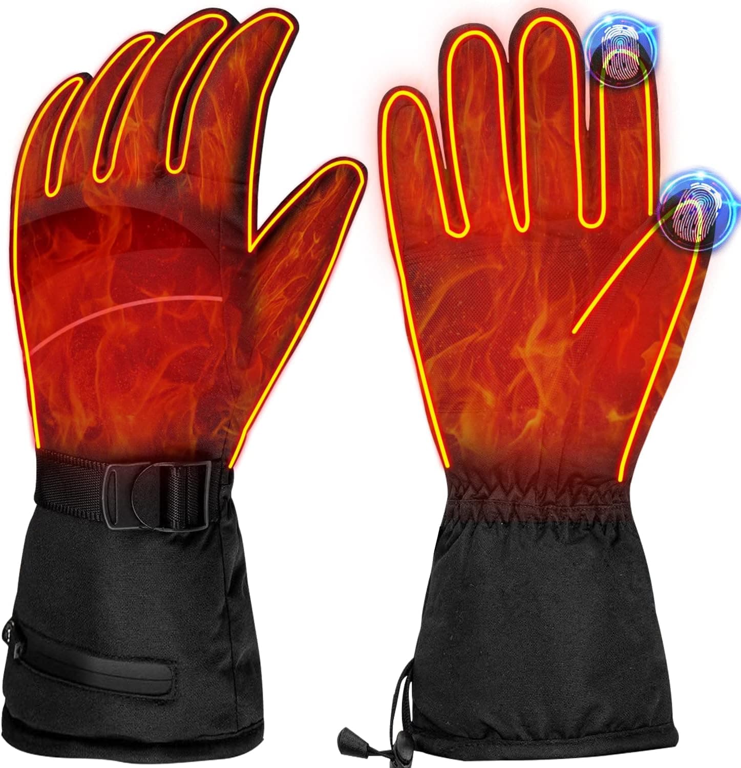 Heated Gloves, Winter Electric Warm Gloves for Men Women, Automatic Thermostat &Touch Screen & Waterproof for All Kinds Outdoor Activities /Hiking /Fishing/ Skiing/ Camping, Black L
