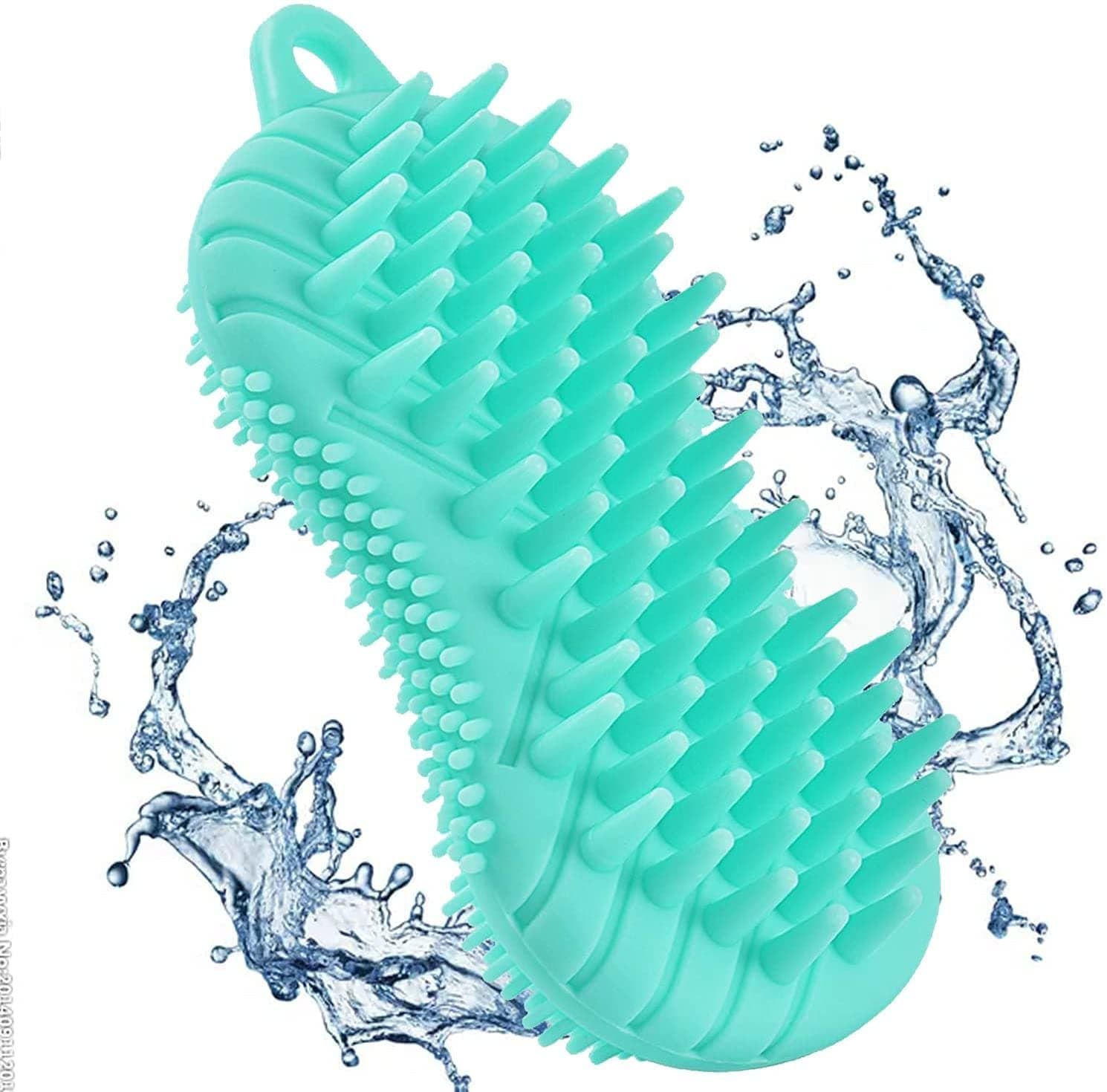 Silicone Body Scrubber,Scalp Scrubber, Silicone Hair Brush for Men Women Kids Pets, Easy Exfoliation, Dandruff, Durable Shower Scrubber That Does Not Breed Bacteria(Green)…