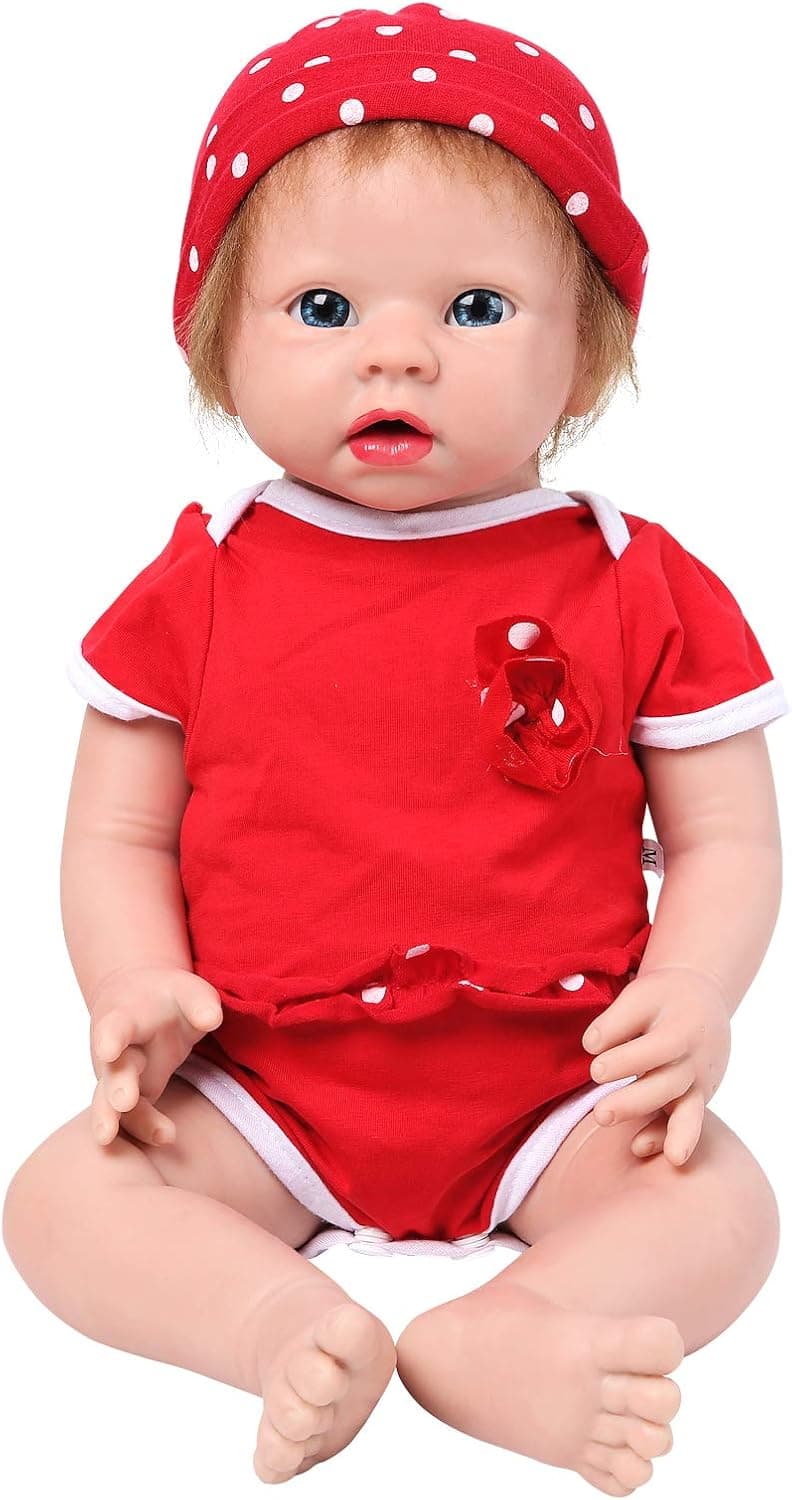 IVITA 19 inch Silicone Baby Dolls with Hair,Not Vinyl Dolls,Full Body Silicone Reborn Baby Dolls Newborn Baby Dolls - Girl