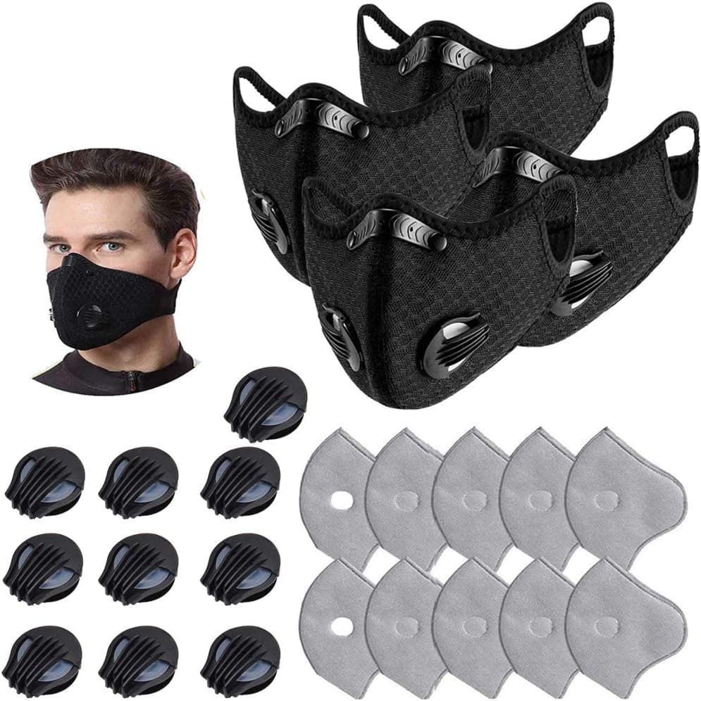 black of neutral protective mouth cover, adjustable, reusable, with 8 filters, for allergic woodworking matte… (2pcs) (1pcs) (4+10+10pcs)