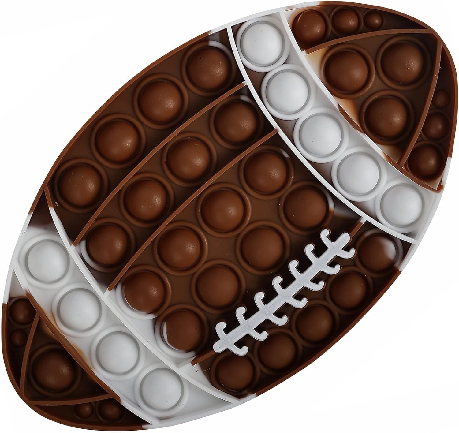 KKMO 1 Piece Silicone Pops Bubble Sensory Fidget Toy Funny Desktop Game Soft Toy Cup Mat (Brown Football Rugby)