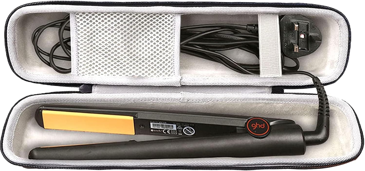 BTOPCASE Hard EVA Protective Carrying Storage Cover Case for HSI Professional Hair Straightener / ghd Classic Original IV (Black-Grey Villus Inside)