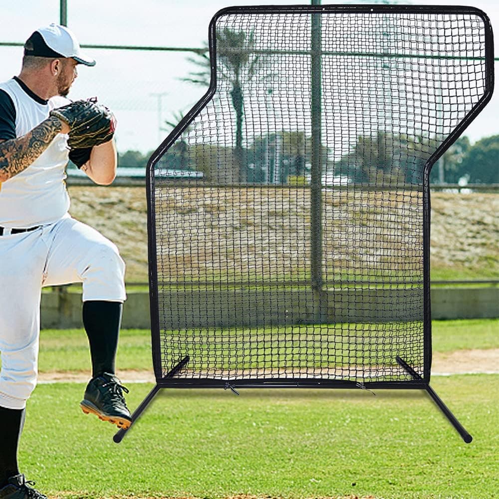 KAIDIDA Softball Baseball Pitching Screen Protector Net Mini L Screen Baseball Net Portable for Batting Cage Indoor Outdoor Portable Baseball Softball Protective Pitching Screen Net