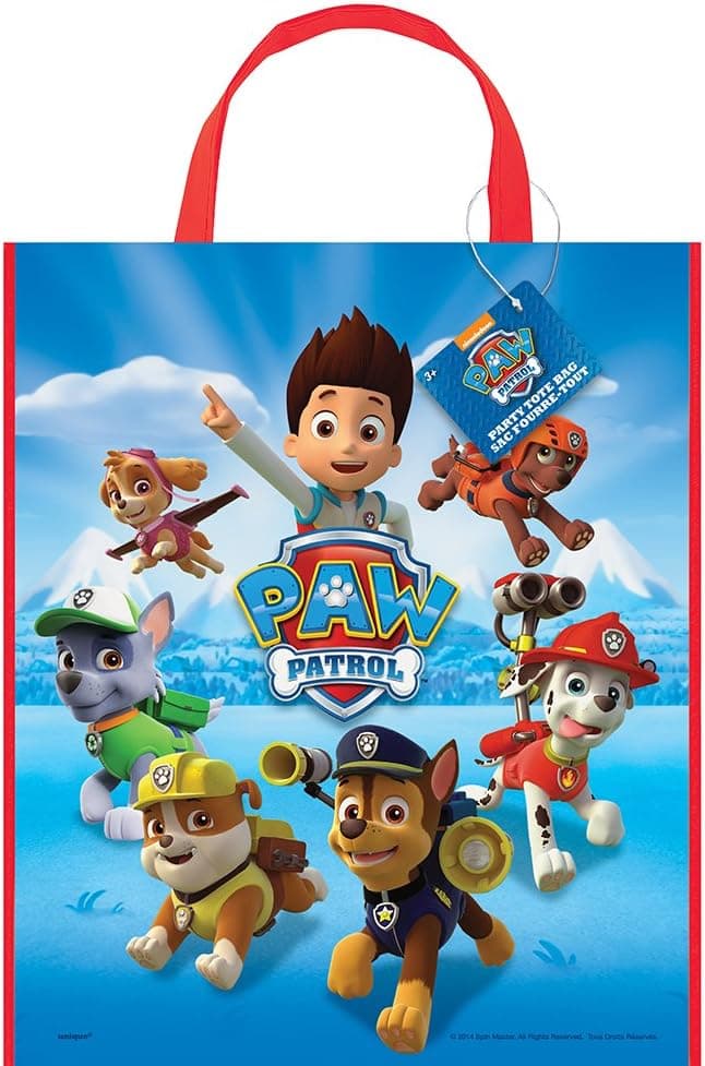 13" x 11" Large Plastic PAW Patrol Goodie Bags, 12ct
