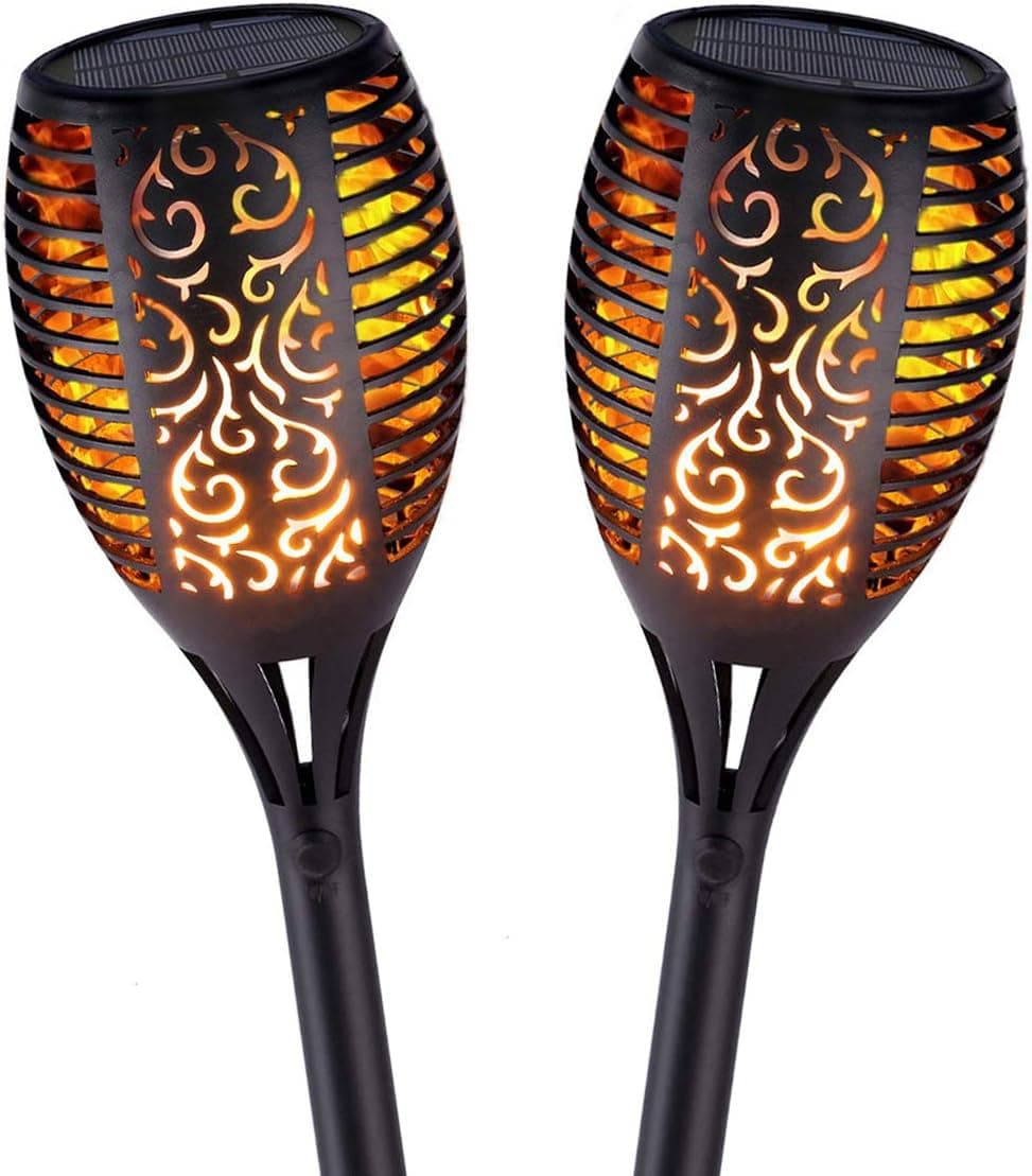 Futnbe Solar Lights Waterproof Flickering Flames Torches Lights Outdoor Solar Spotlights Landscape Decoration Lighting Dusk to Dawn Auto On/Off Security Torch Light for Patio Driveway (2 Pack)