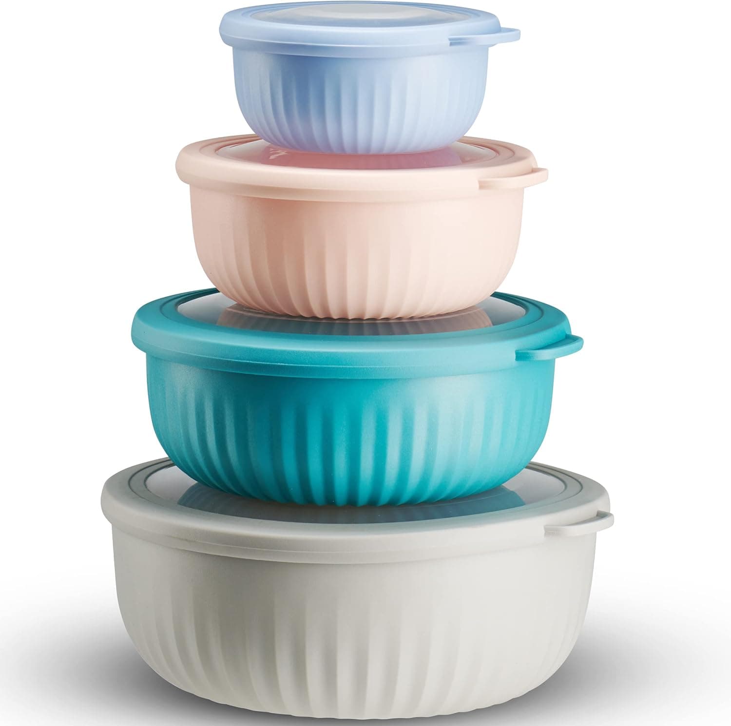 Food Storage Containers, Plastic Bowls with Lids Set, Mixing Bowls, Food Prep Containers, Meal Prep Container, 8 Piece Set