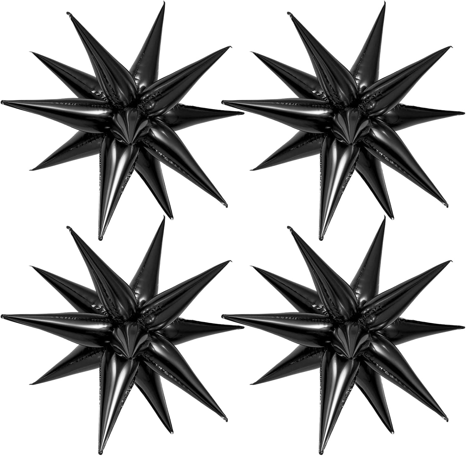 50 Pcs Foil Cone Mylar Balloons, 26inch Black Ballons, Point Star Balloons Spike Balloons, 12-pointed Star Black Explosion Star Foil Balloons, for Birthday, Wedding,Photo Booth, Party Supplies
