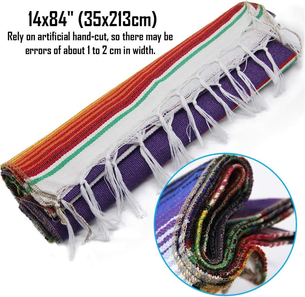 yofit Mexican Serape Table Runner, Mexican Party Blanket, Serape Wedding Decorations,6pack (Violet, 14x84 inch 6pack)