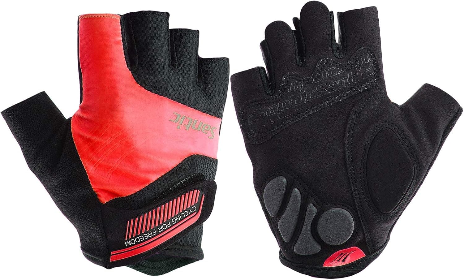 Santic Classic Fingerless Cycling Gloves with Shock-Absorbing Foam Pad Breathable Half Finger Moutain Bike Bicycle Riding Gloves for Men and Women