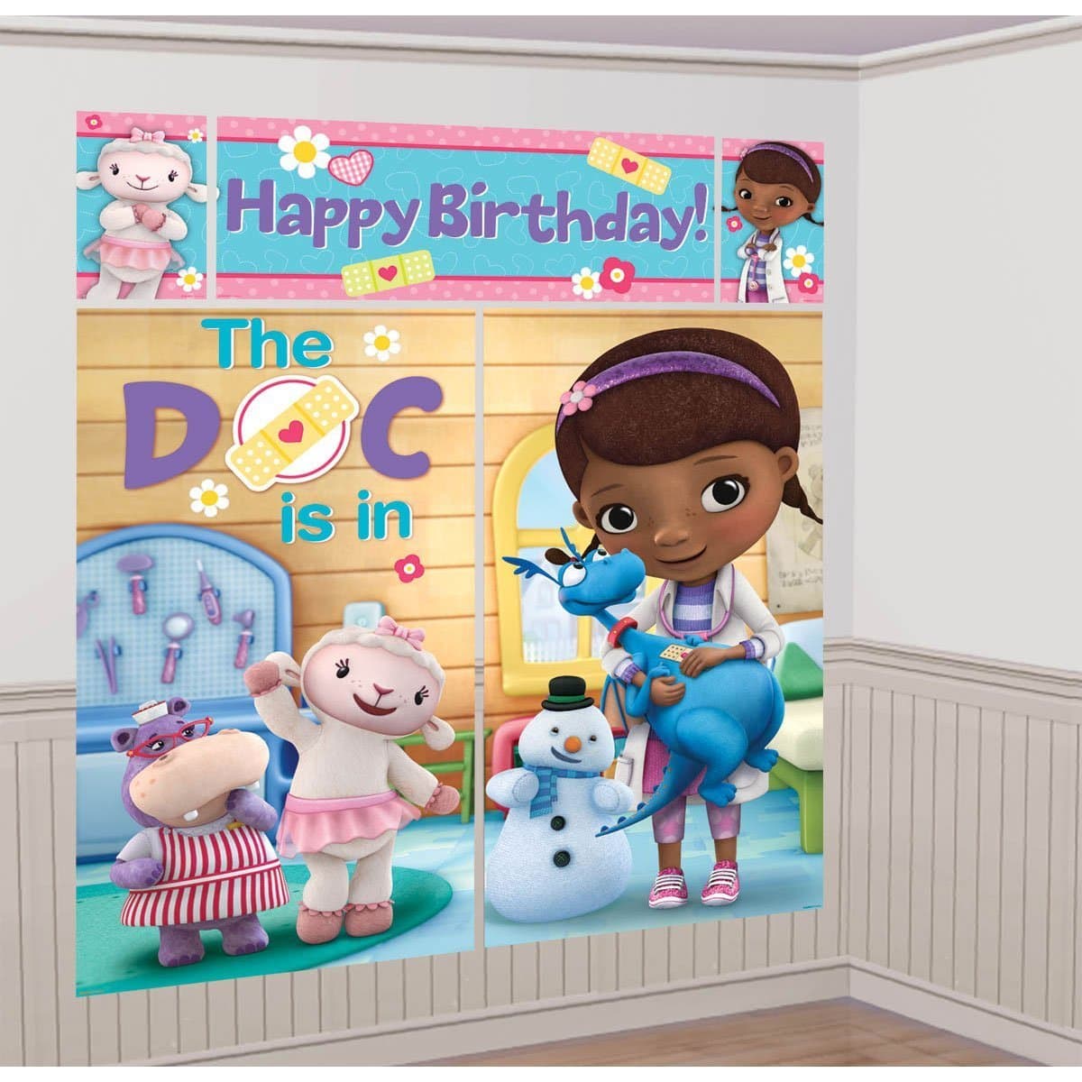 Disney Junior Doc McStuffins Scene Setter Wall Decorations Kit - Kids Birthday and Party Supplies Decoration