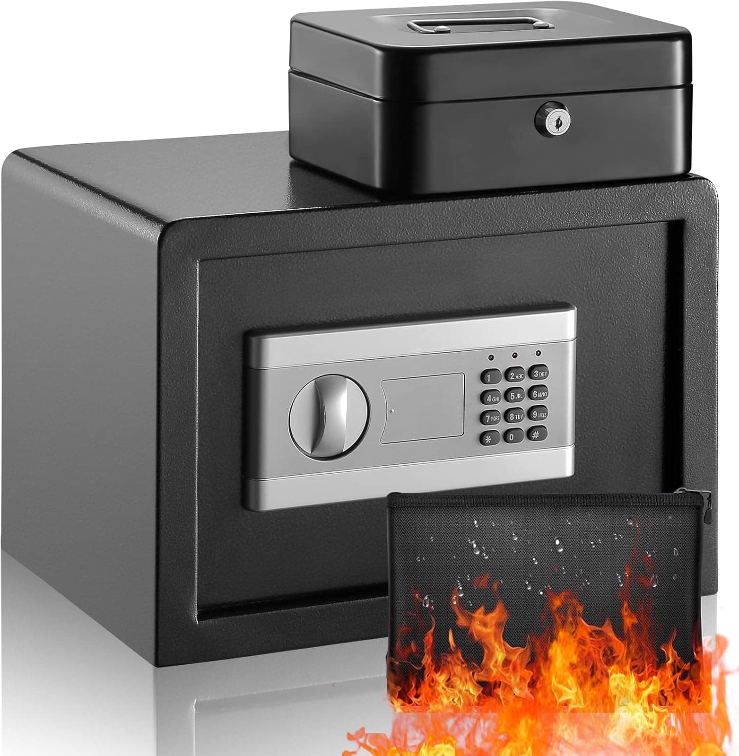 DIOSMIO Fireproof Safe Box with Lock Box Fireproof Bag 1.0 Safe Box Fireproof Waterproof for Home Digital Cabinet Safes for Cash Pistol Jewelry File