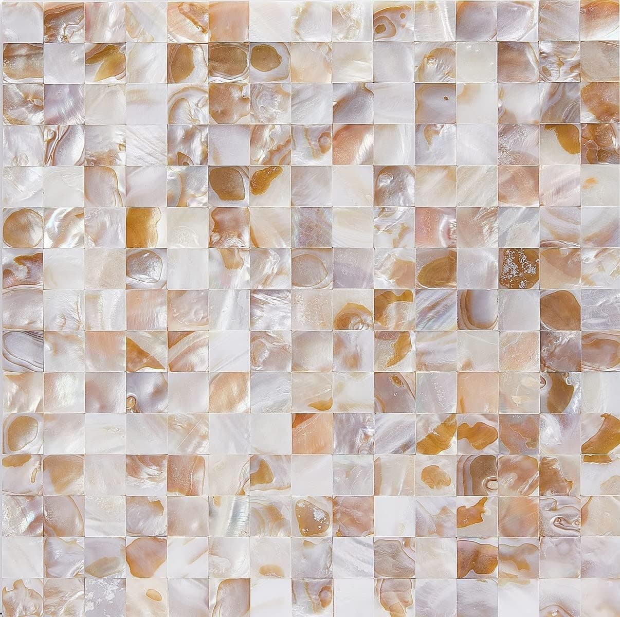 Q'mark Peel and Stick Natural Mother of Pearl MOP Shell Mosaic Tiles for Kitchen Backsplash or Bathroom Wall (6, Colorful)