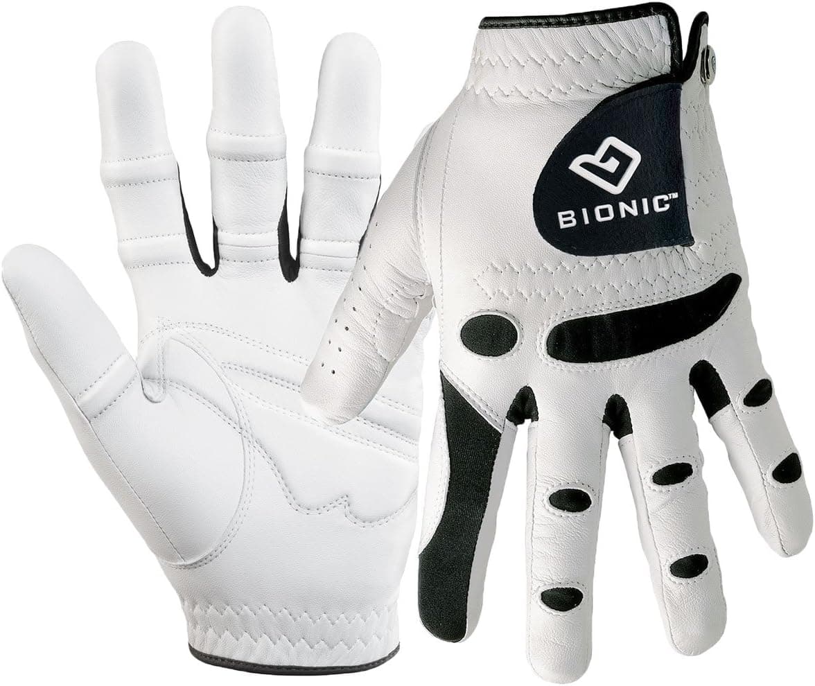 Bionic Gloves –Men’s StableGrip Golf Glove W/ Patented Natural Fit Technology Made from Long Lasting, Durable Genuine Cabretta Leather.