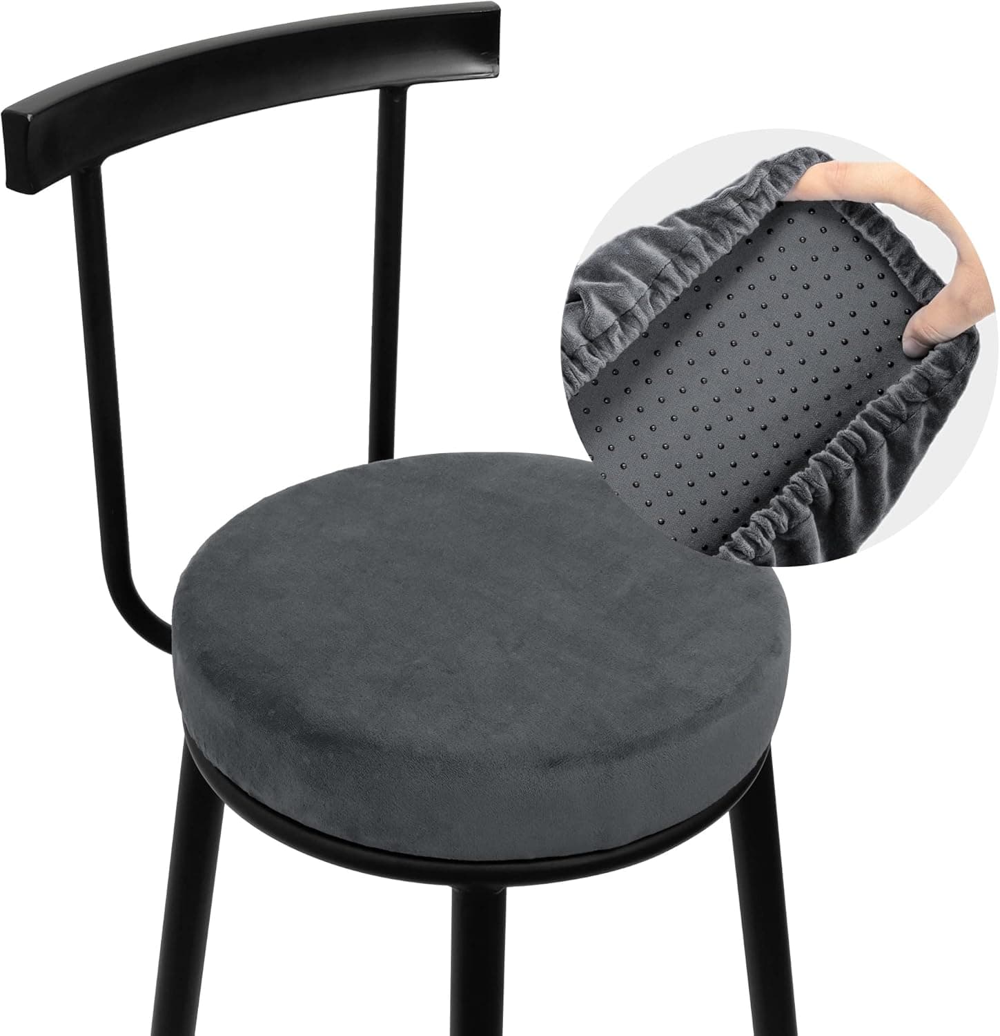 Tromlycs Bar Stool Covers Round Non Slip for 12 13 14 inch Barstool Seat Set of 4 Gray