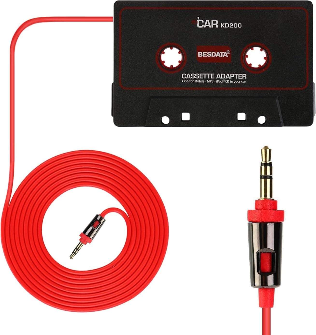 Universal Car Audio Cassette Adapter for Smartphones, 3.5mm AUX Music Cassette Tape Adapter MP3 Player Converter Compatible with Cellphones, MP3 Players
