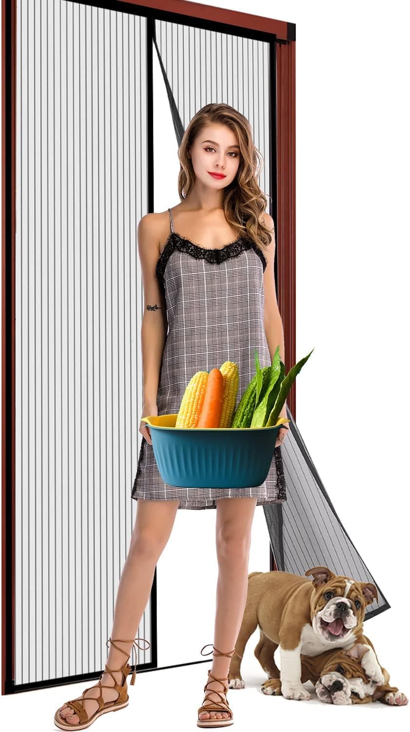 OWUYUXI Fiberglass Magnetic Screen Door, Fits Door Size up to 36"x80" Max, Self Sealing, Heavy Duty, Hands Free ,Screen Doors with Magnets