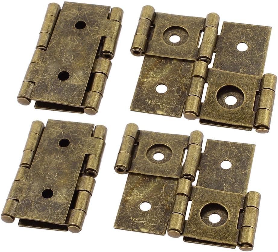 uxcell 46mmx54mm Retro Style Double Acting Folding Screen Hinge Bronze Tone 4pcs