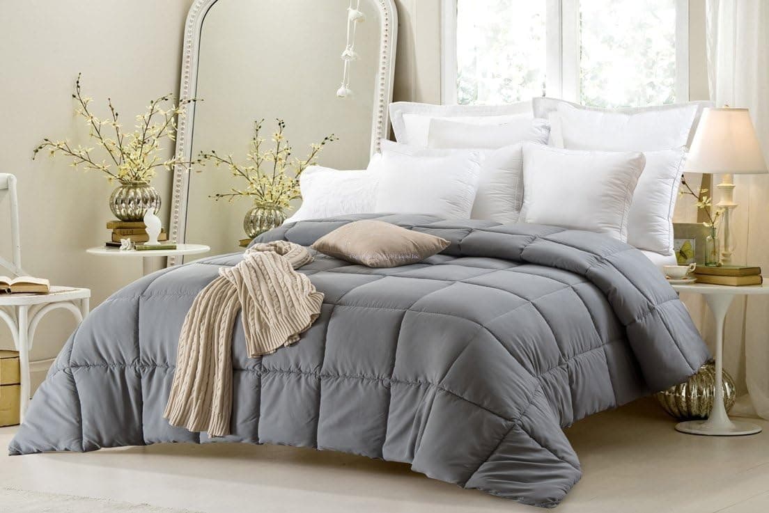 Web Linens Inc Super Oversized - Down Alternative Comforter - Fits Pillow Top Beds - King 110" x 96" - Gray - Exclusively by Blowout Bedding RN #142035