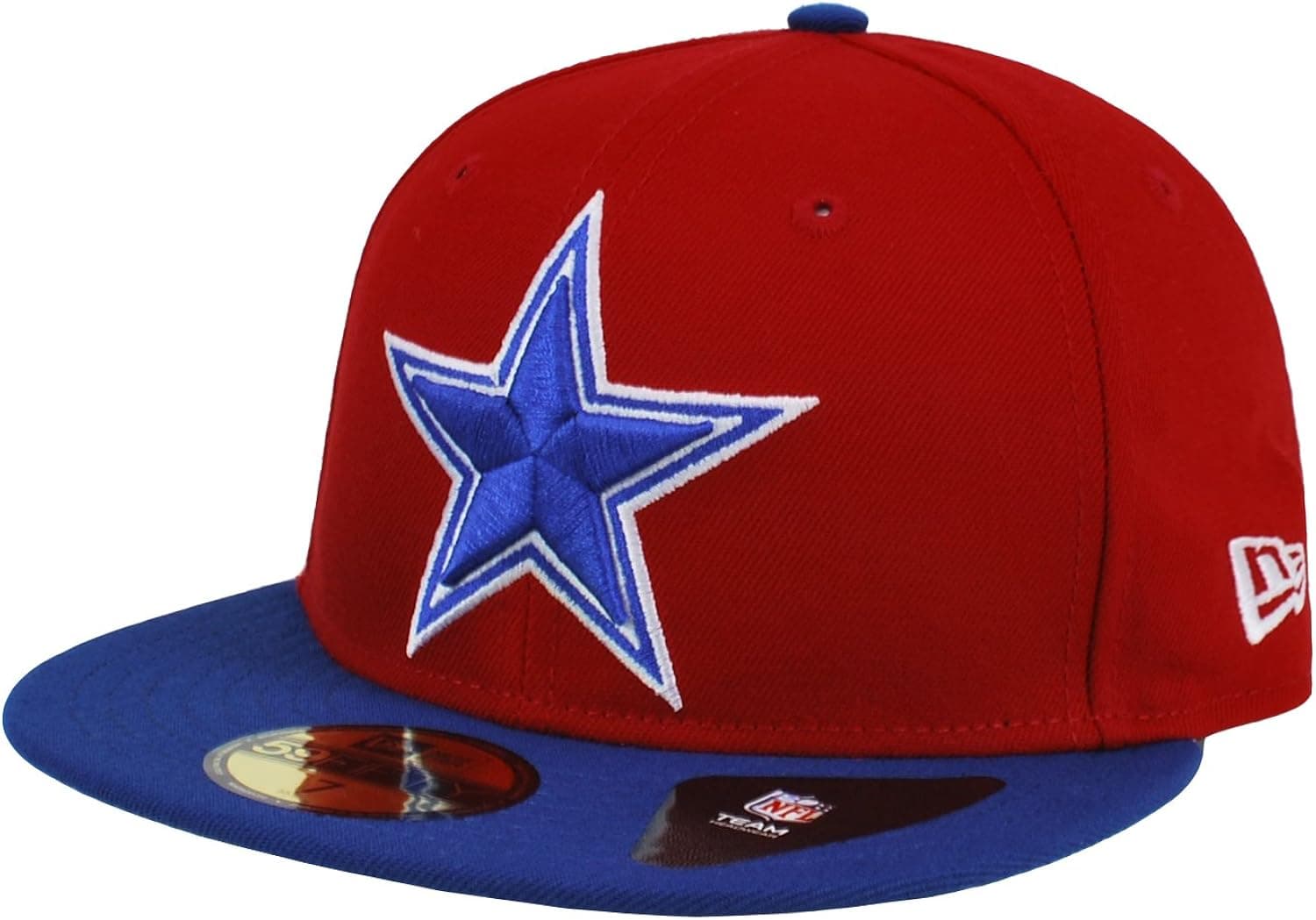 New Era 59Fifty Hat Dallas Cowboys Puerto Rico Flag Edition Red Redux/ Royal Fitted Cap (7 1/8)