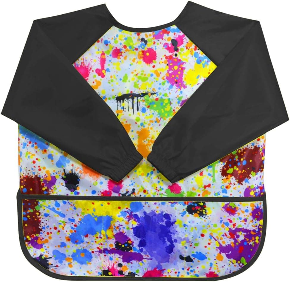 Children's Art Smock Kids Painting Aprons Art Apron (Black)