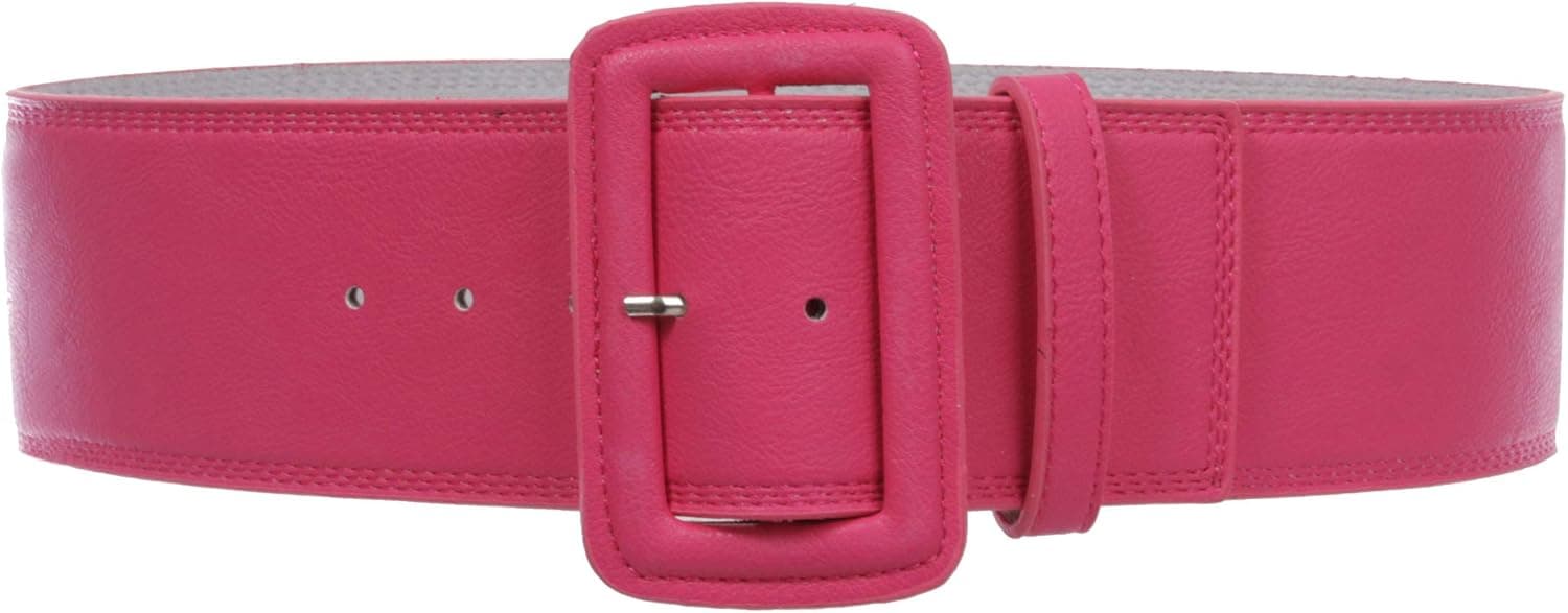 beltiscool Women's 3" Wide High Waist Fashion Stitch Rectangular Leather Belt
