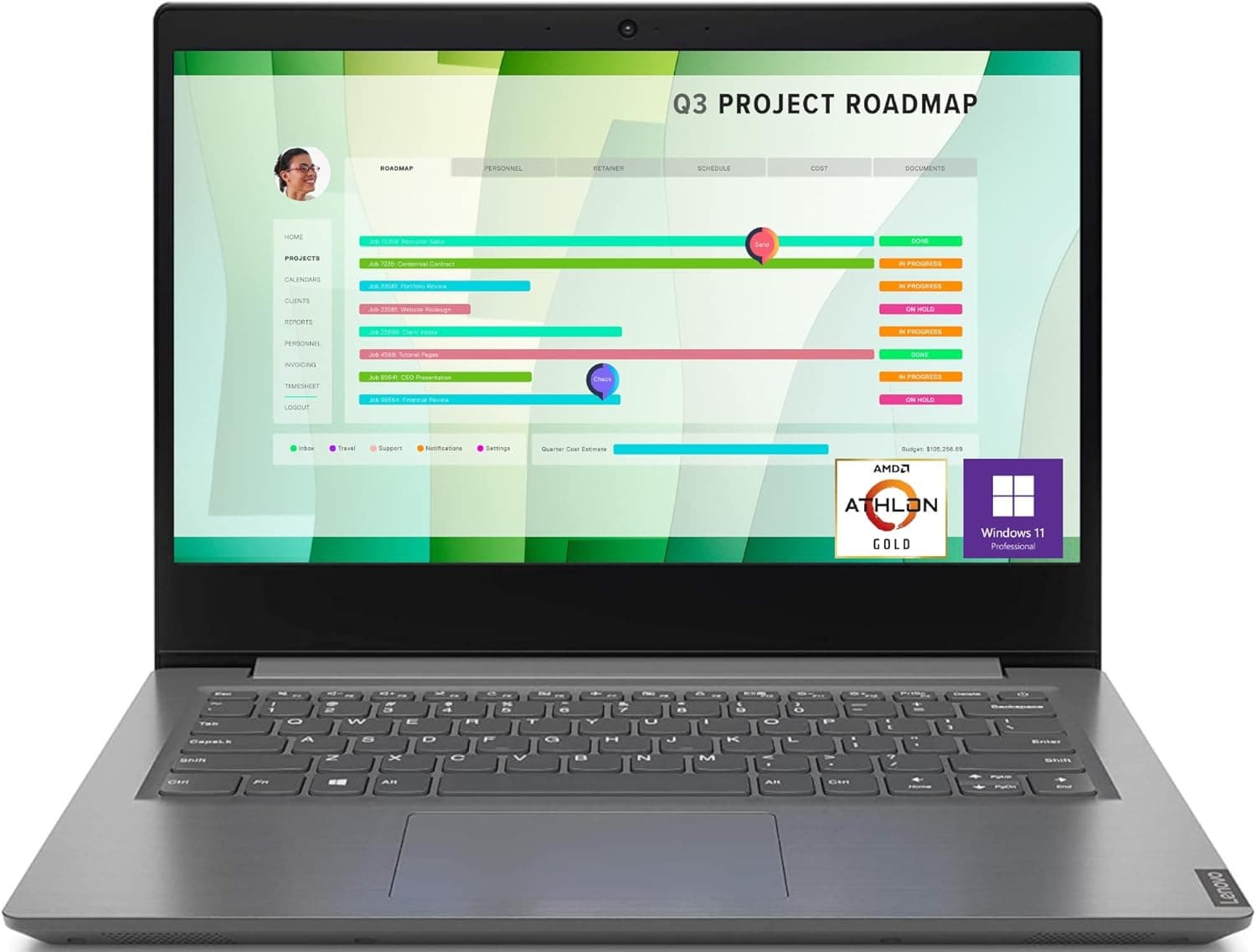 Lenovo V14 Business Laptop, 14-inch Full HD Display, AMD Athlon Gold 3150U Processor, 12GB RAM, 1TB HDD, Webcam, Wi-Fi, Bluetooth, HDMI, Windows 11 Pro