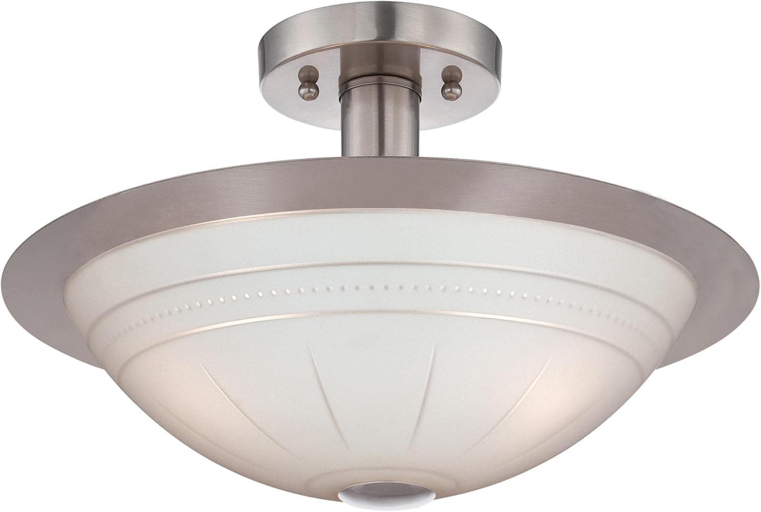 Lite Source LS-18458 Semi Flush Mount with Frosted Glass Shades, Steel Finish